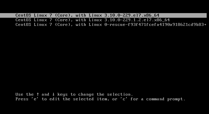 CentOS 7 Grub Menu