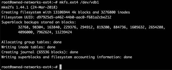 mkfs.ext4 formatting the partition